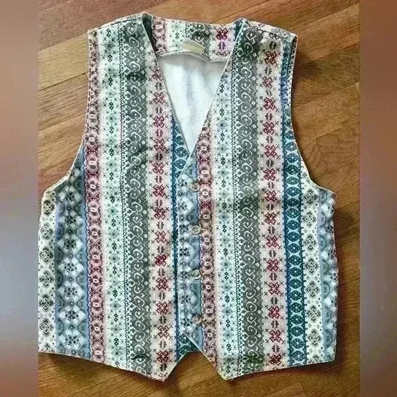 Vintage Vivaldi Jeanswewr Button Down Vest - Picture 1 of 6